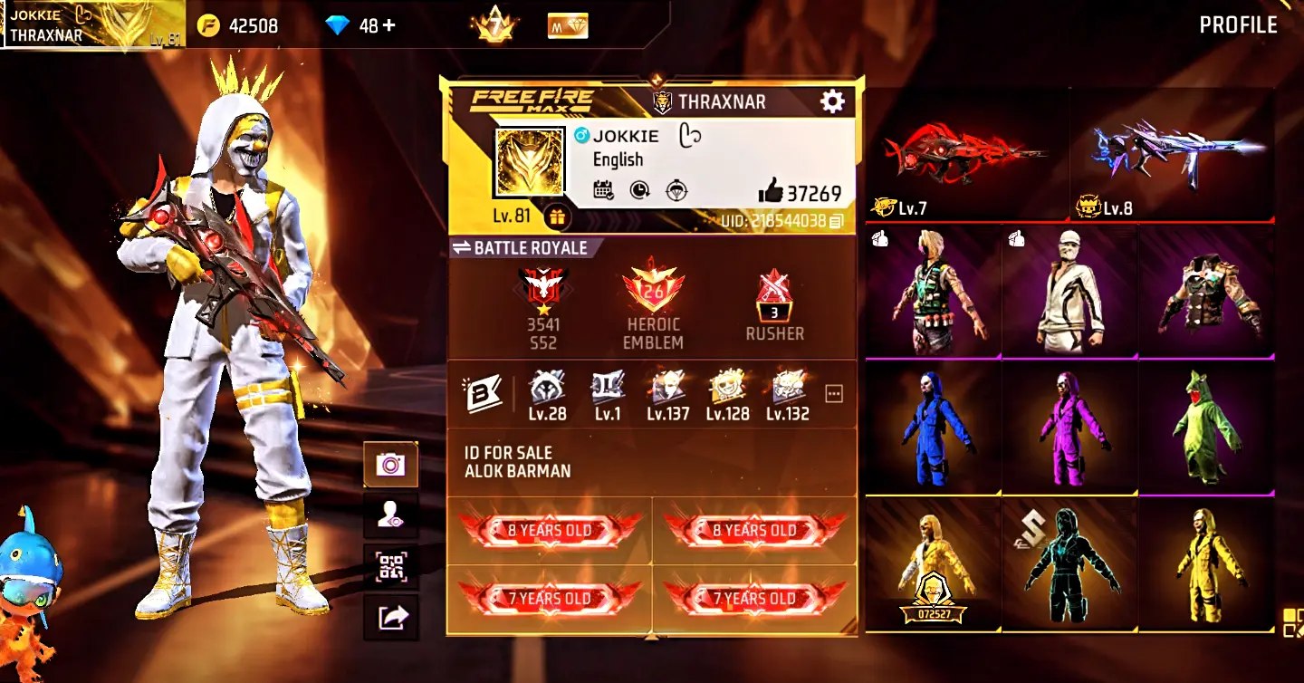 8 YEARS OLD GOLDEN SEASON 5 , SEASON 7 , ALL MOST ALL CRIMINAL BUNDEL RARE ID SELL ❤💯🔥